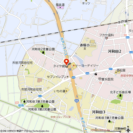 タイヤ館 水戸河和田付近の地図
